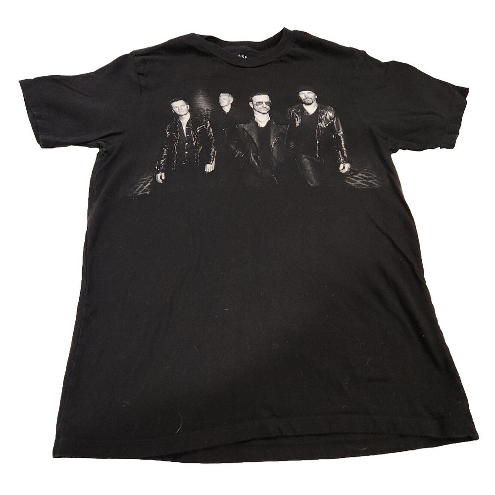 U2 Band T Shirt Black Cotton Graphic Tee Music Band Tee